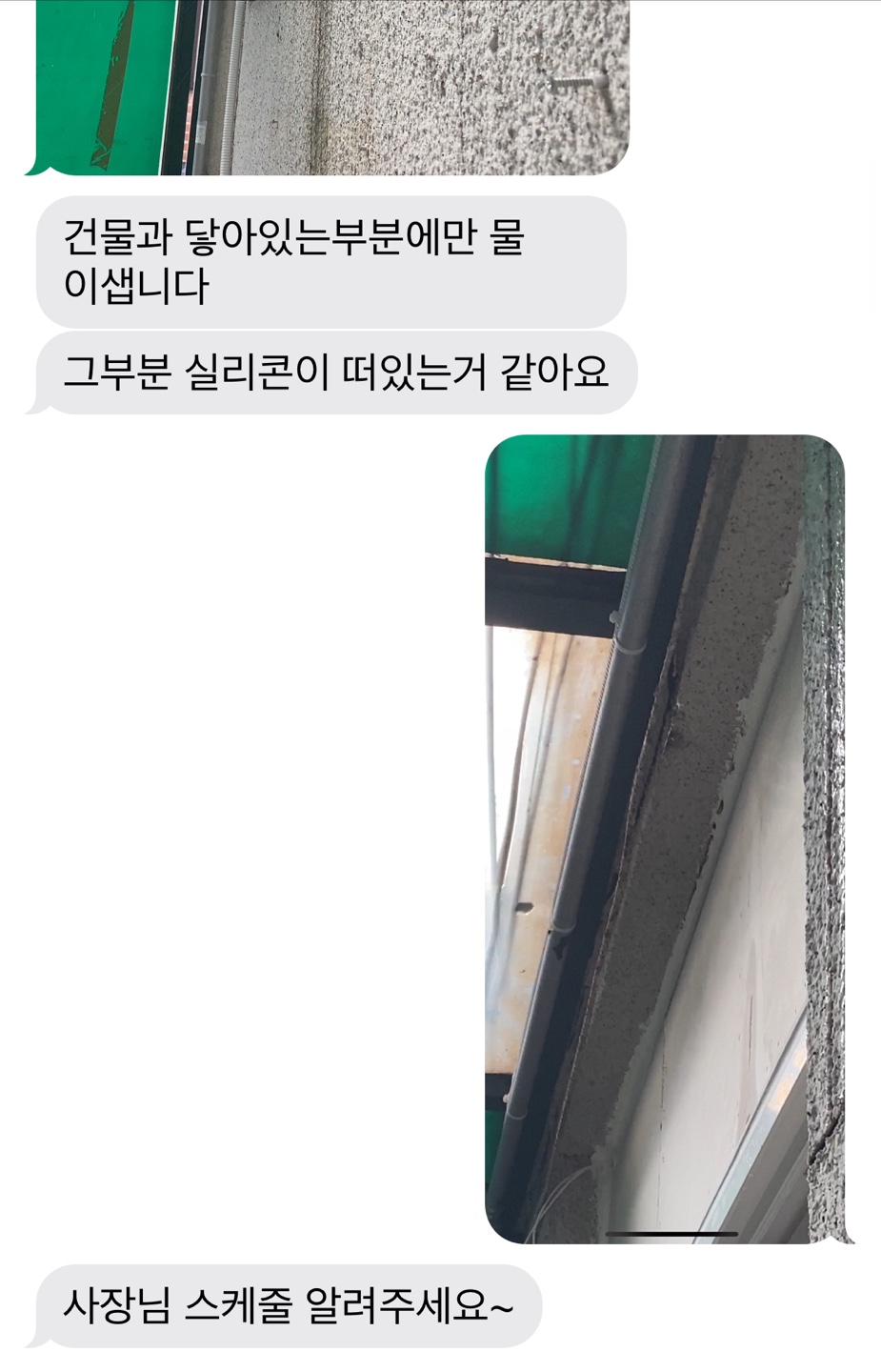 렉산 지붕에서 물이 새요(실리콘 코킹 작업)